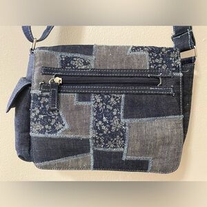 y2k retro style denim jeans patchwork purse handbag shoulder bag artsy blue boho